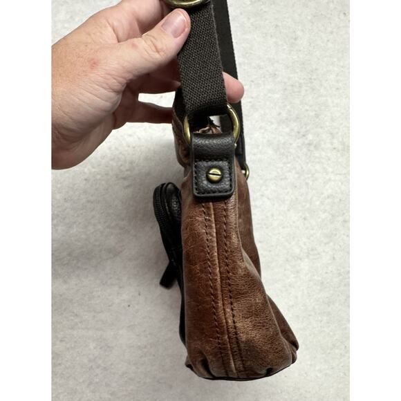 The Sak Multi Brown Genuine Leather Zip Flap Shoulder Bag Crossbody Messenger - Picture 13 of 14